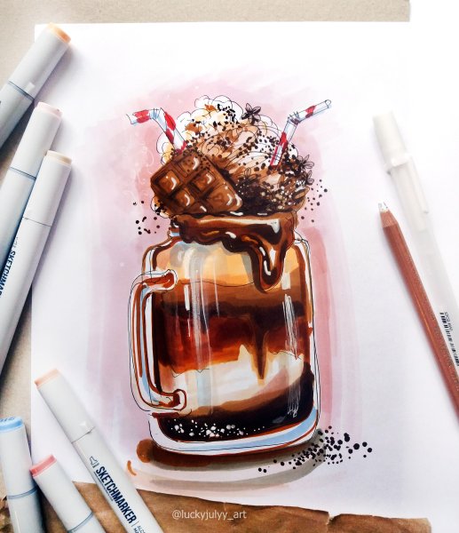 Скетчинг маркерами коктейль