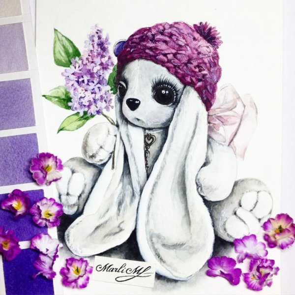 Заяц акварель