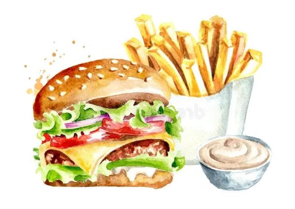 Фаст фуд акварелью