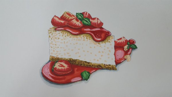 Скетч кусок торта маркерами