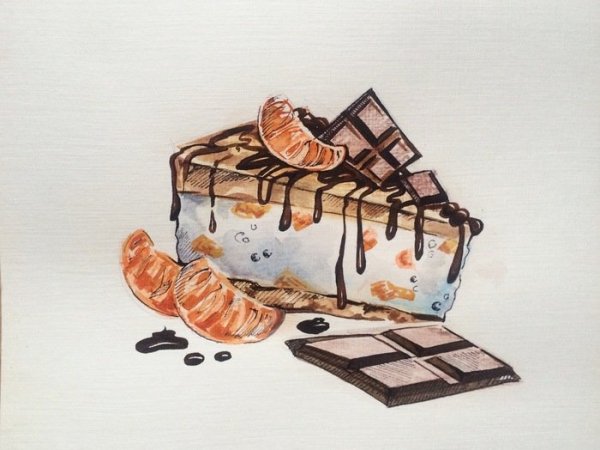 Шоколад рисунок акварелью