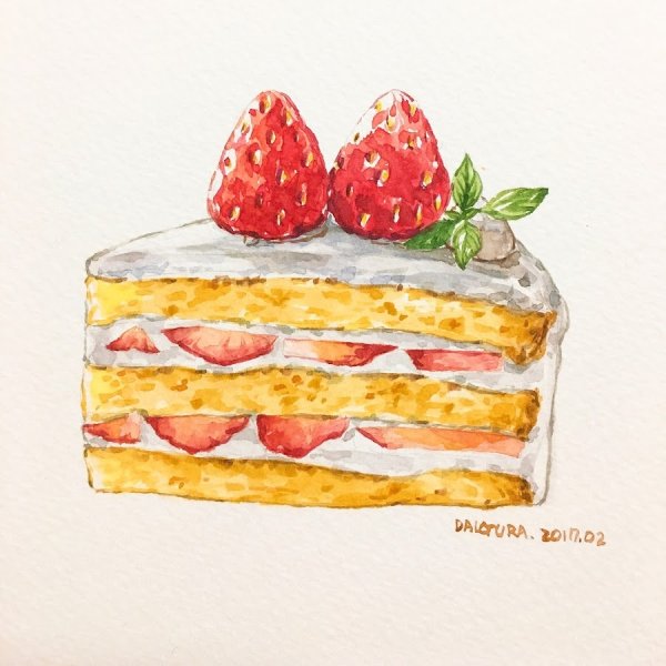 Акварельный кусочек торта