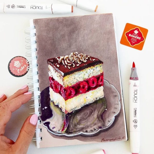 Торт маркерами для скетчинга