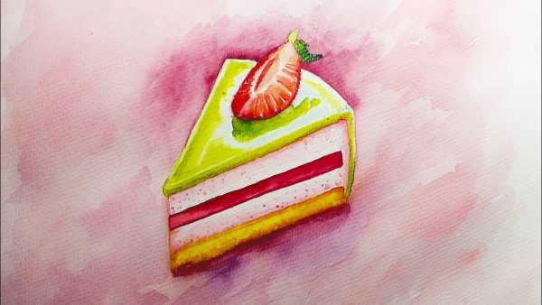 Тортик акварелью для начинающих