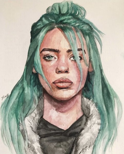 Портрет Билли Айлиш акварелью