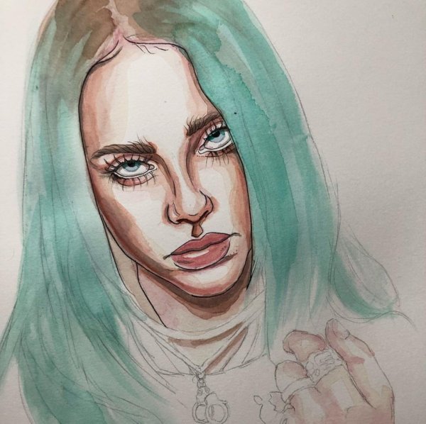 Билли Айлиш акварелью