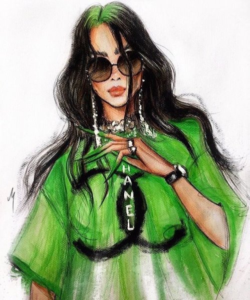 Билли Айлиш арт в очках