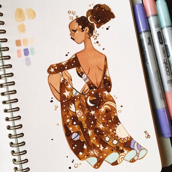 Дизайнерские платья рисунки фломастерами