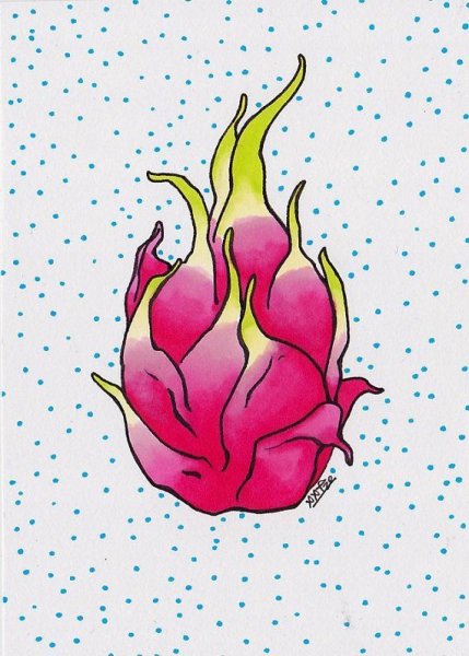 Драконий фрукт акварелью