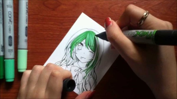 Рисование маркерами для скетчинга аниме