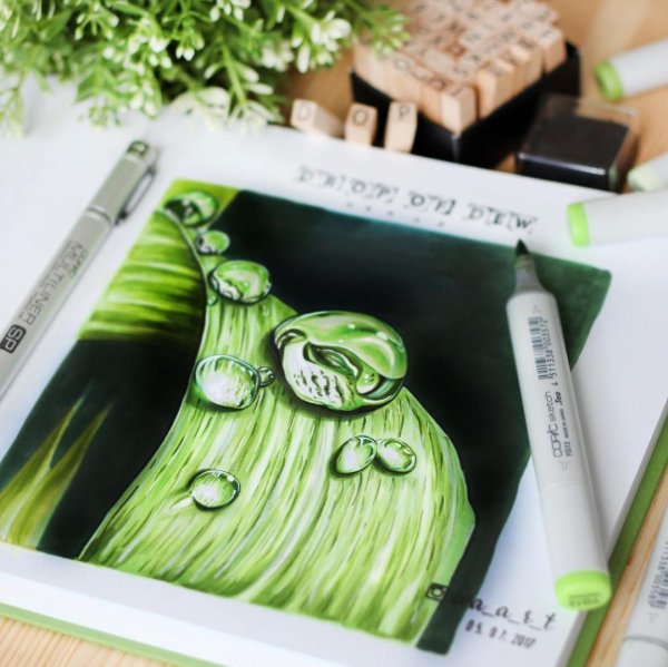 Фрукты маркерами для скетчинга