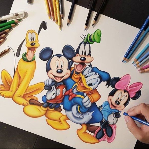 Персонажи из мультиков фломастерами