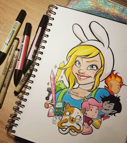 Принцессы Диснея в скетчбука маркерами