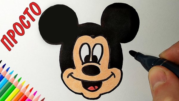 Рисунки фломастерами для начинающих легкие микимаус