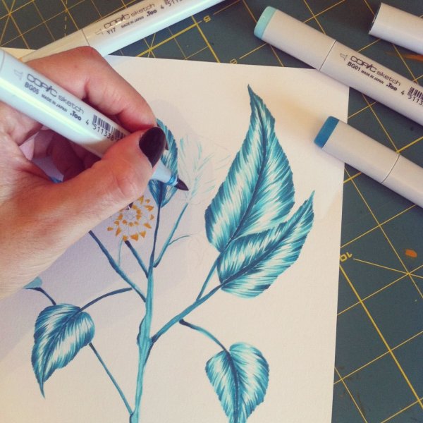 Листики маркерами