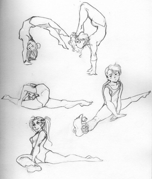 Гимнастка рисунок карандашом