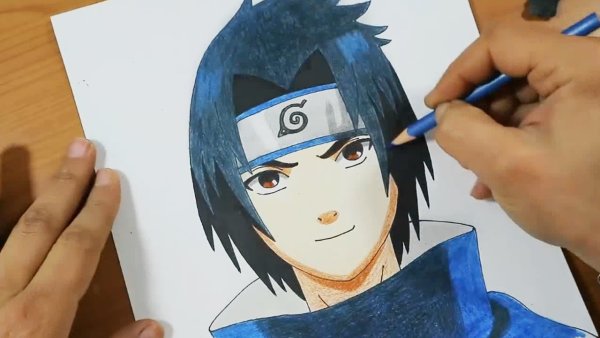 Саске цветными карандашами