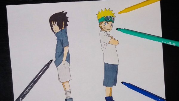 Саске фломастерами