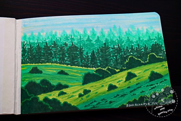Пейзажи природы фломастерами