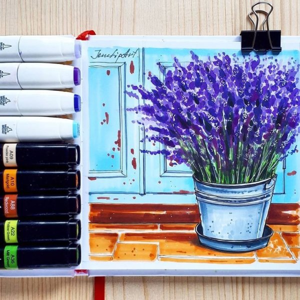 Рисование акварелью в скетчбуке