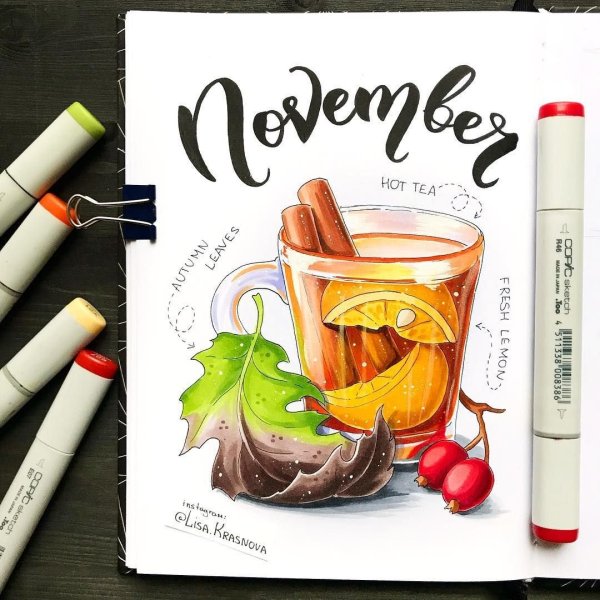 Рисование маркерами природа