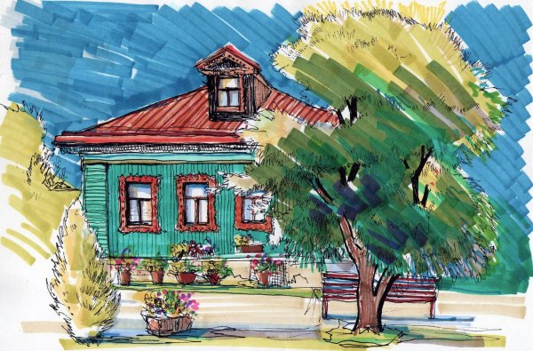 Море скетч маркерами