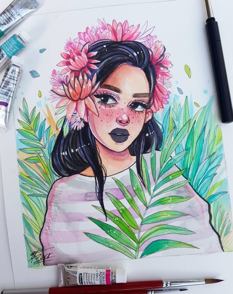 Рисунки девушек маркерами