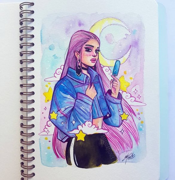 Рисунки маркерами в скетчбуке легкие