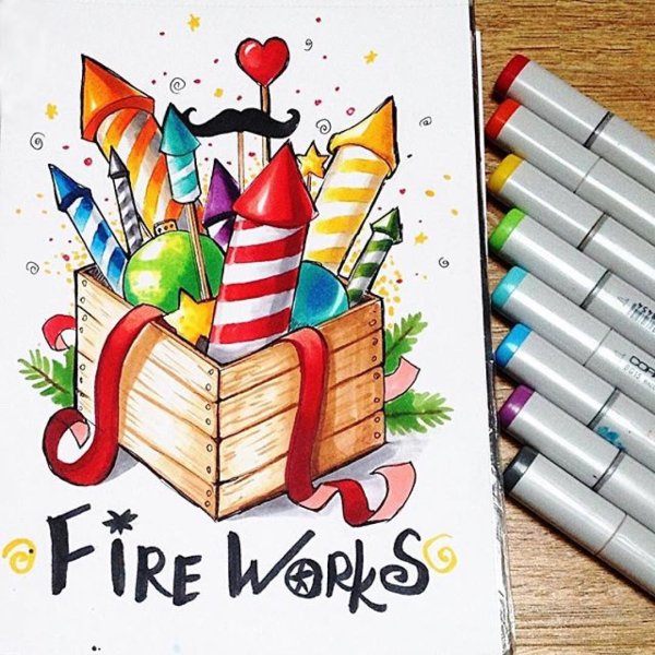 Открытки маркерами