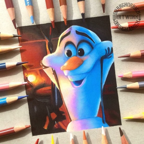 Герои мультфильмов цветными карандашами