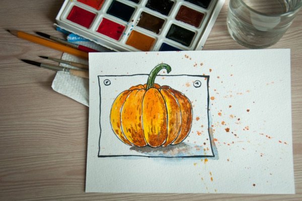 Тыква скетчинг маркерами
