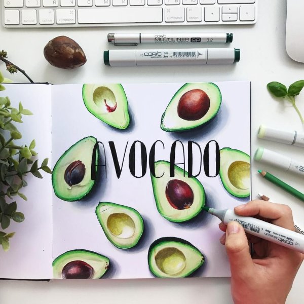 Фрукты скетч маркерами