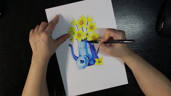 Скетч маркерами Нарцисс