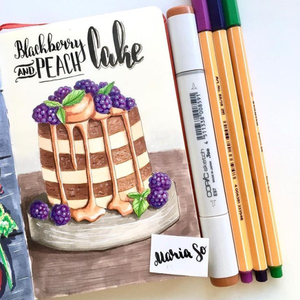 Торт маркерами для скетчинга