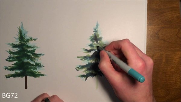 Ель маркерами