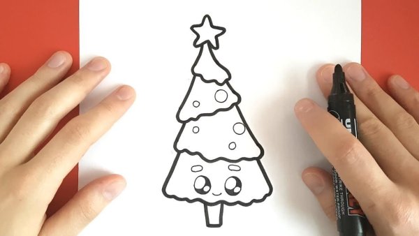 Новогодние рисунки фломастерами легкие