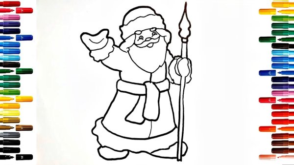 Дед Мороз красками для детей
