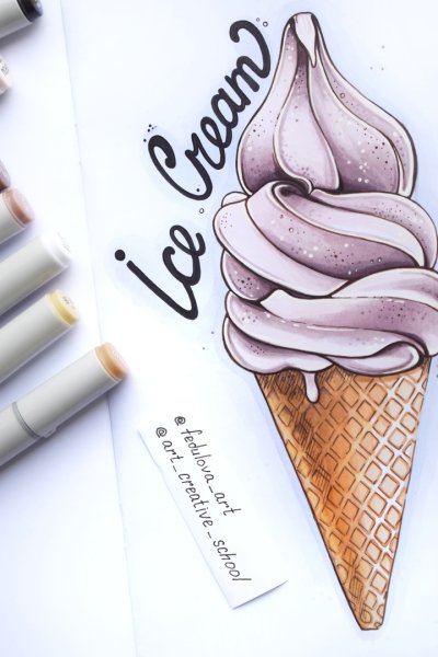 Мороженое маркерами для скетчинга