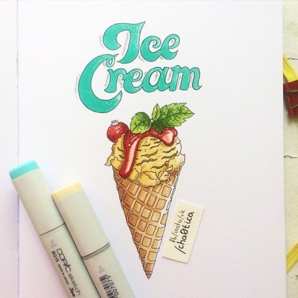Мороженое скетч маркерами