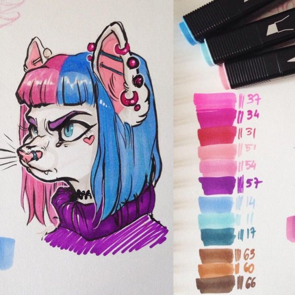 Рисование фурри маркерами