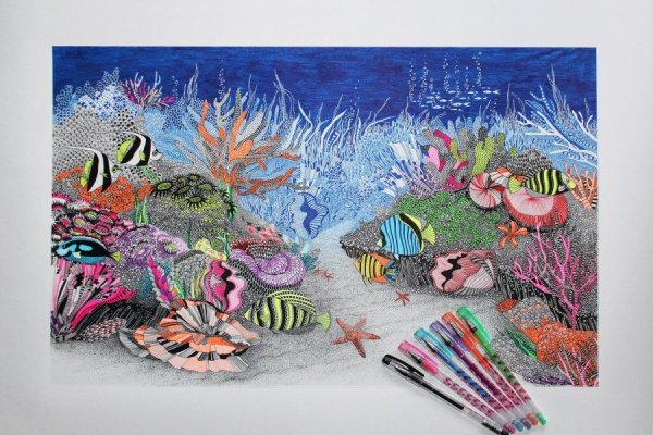 Подводный мир цветными карандашами