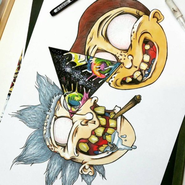 Рик эскиз тату цветной