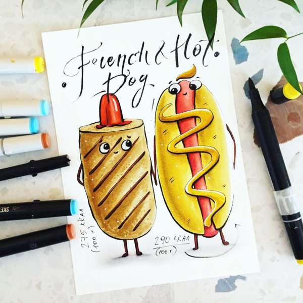 Скетч маркерами рамен