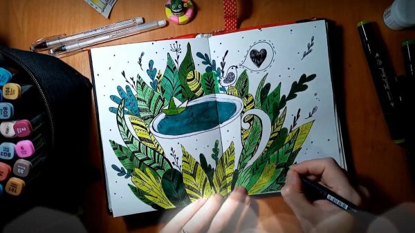 Рисунки одним маркером