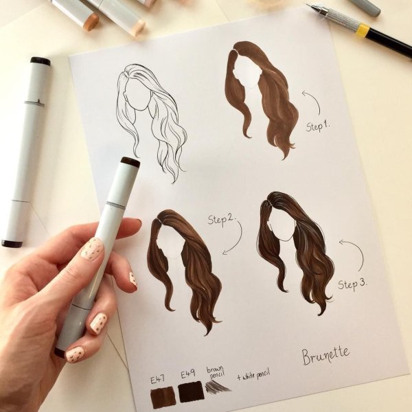 Волосы маркером рисовать