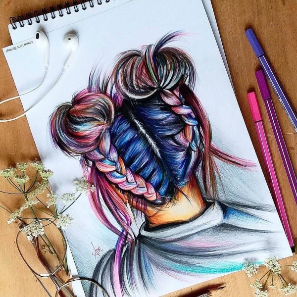 Рисование волос маркерами