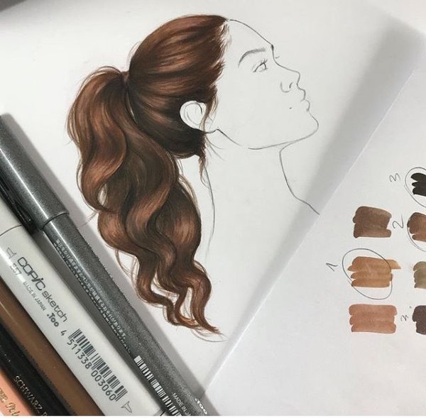 Рисование волос маркерами
