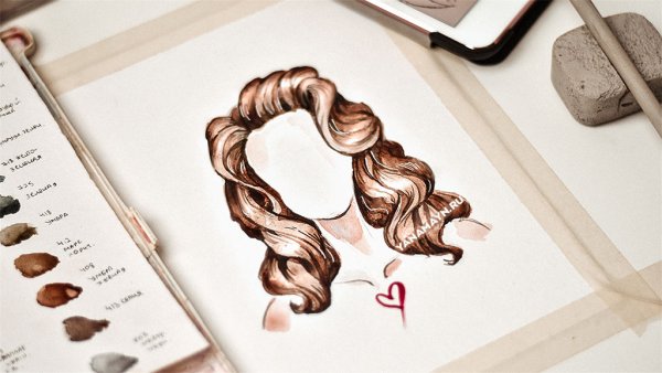 Рисунок для срисовки маркерами прически