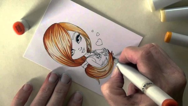 Рисование волос маркерами