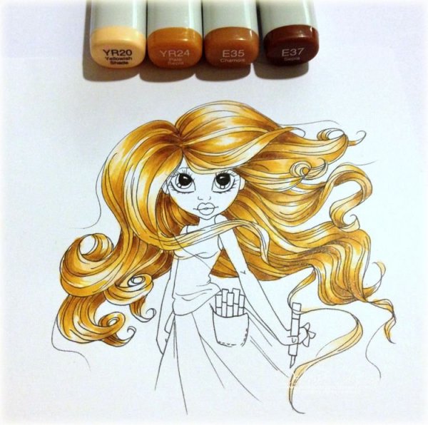 Рисование волос маркерами